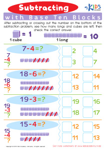 Subtracting With Base 10 Blocks Worksheet